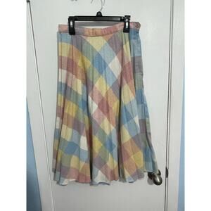 VTG Plaid Pastel Wool Skirt Small Union Made Tradwife Modest Preppy Twee